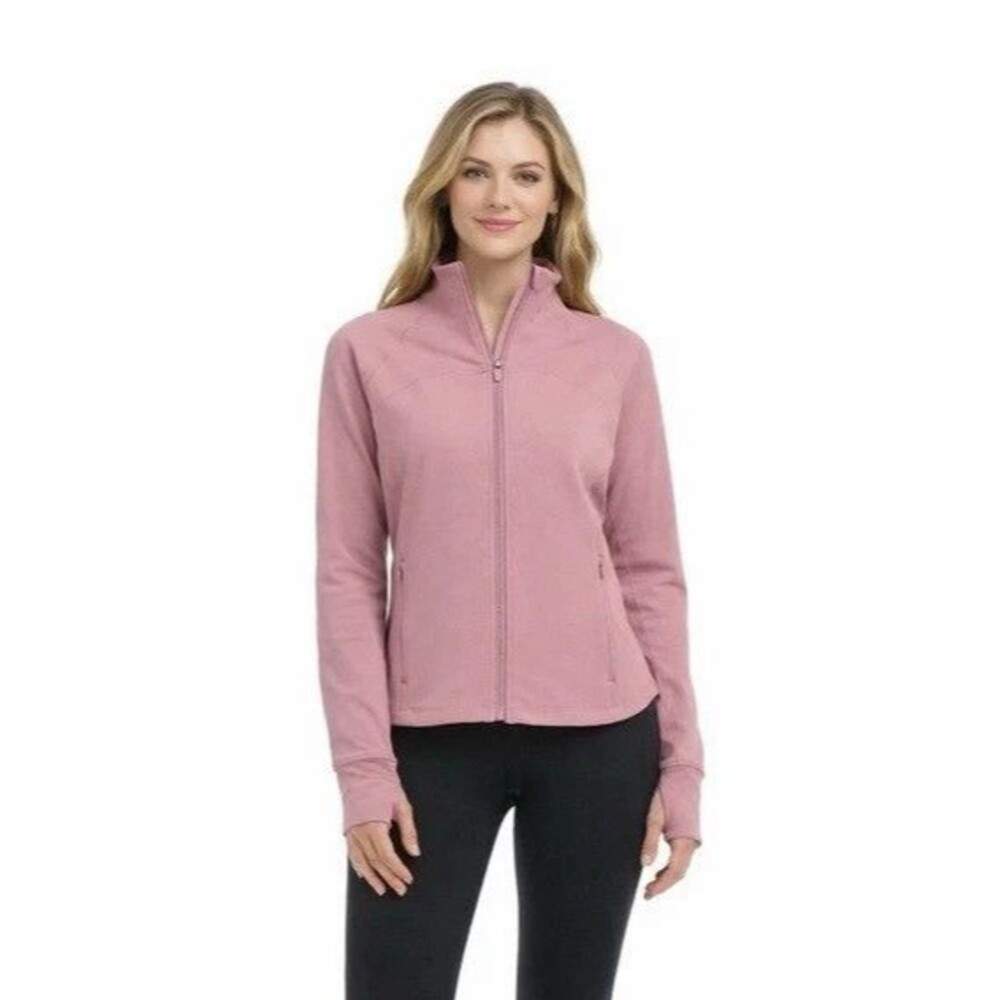 Jockey Satin Stitch Yoga Jacket Nostalgia Rose Full Zip Active Women’s Small